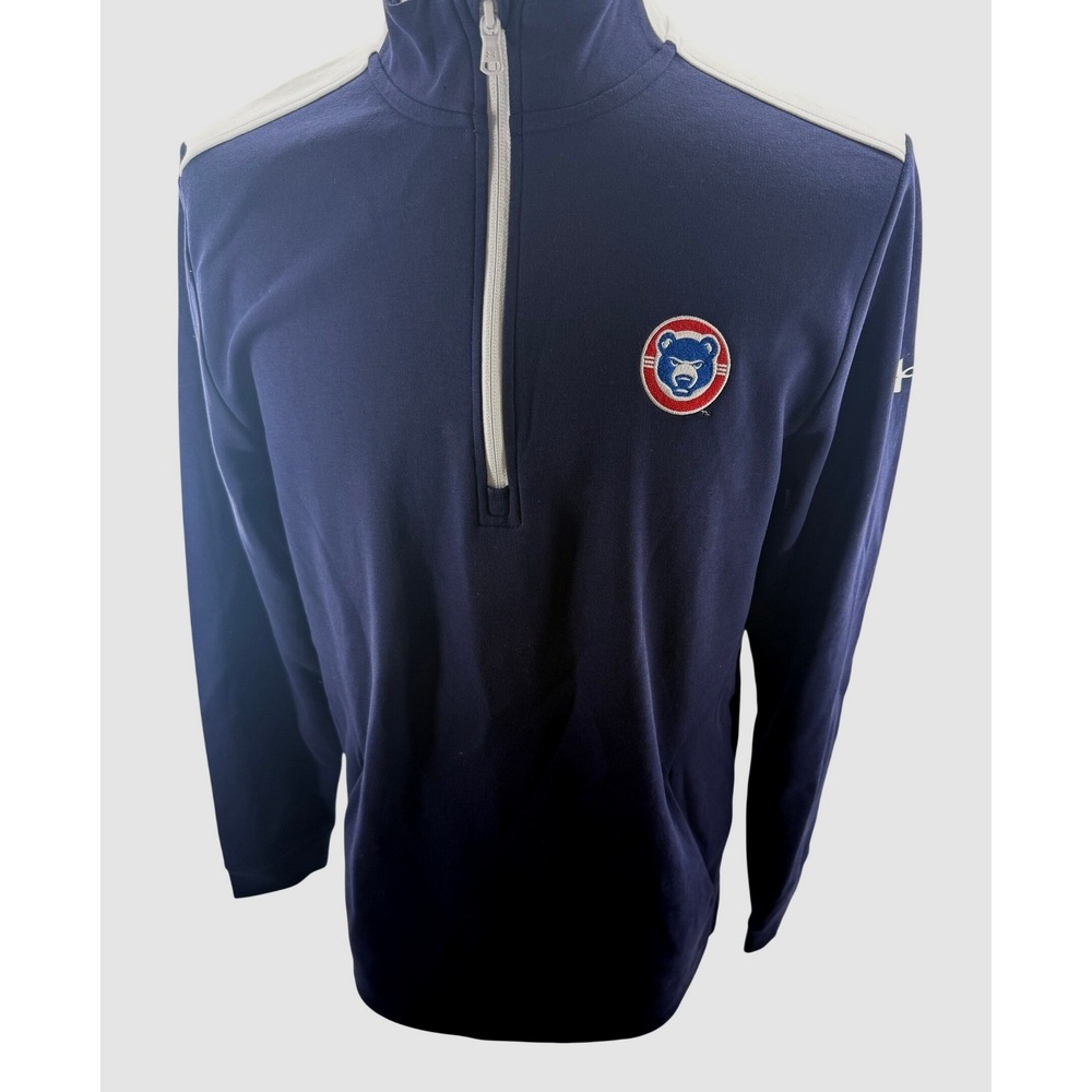 Under Armour Chicago Cubs Mens Navy Blue Quarter Zip Pullover Sweatshirt Medium